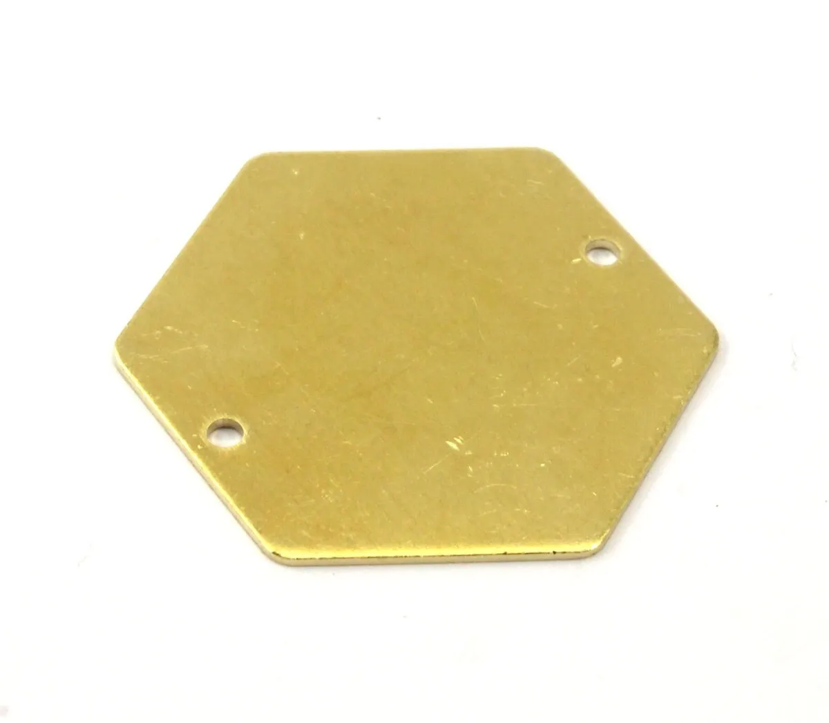 8 Raw Brass Hexagon Stamping Blank 2 Hole  (30x0.80 mm)  D0096