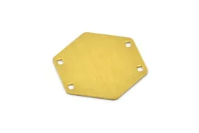 8 Raw Brass Hexagon Stamping Blank 4 Hole  (30x0.80 mm)   D0097