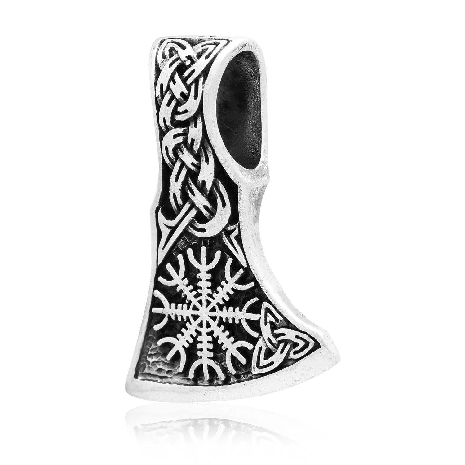 925 Sterling Silver Helm of Awe Axe Head Pendant