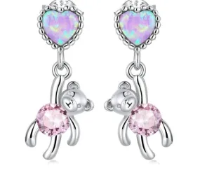 925 Sterling Silver Love Bear Stud Earrings