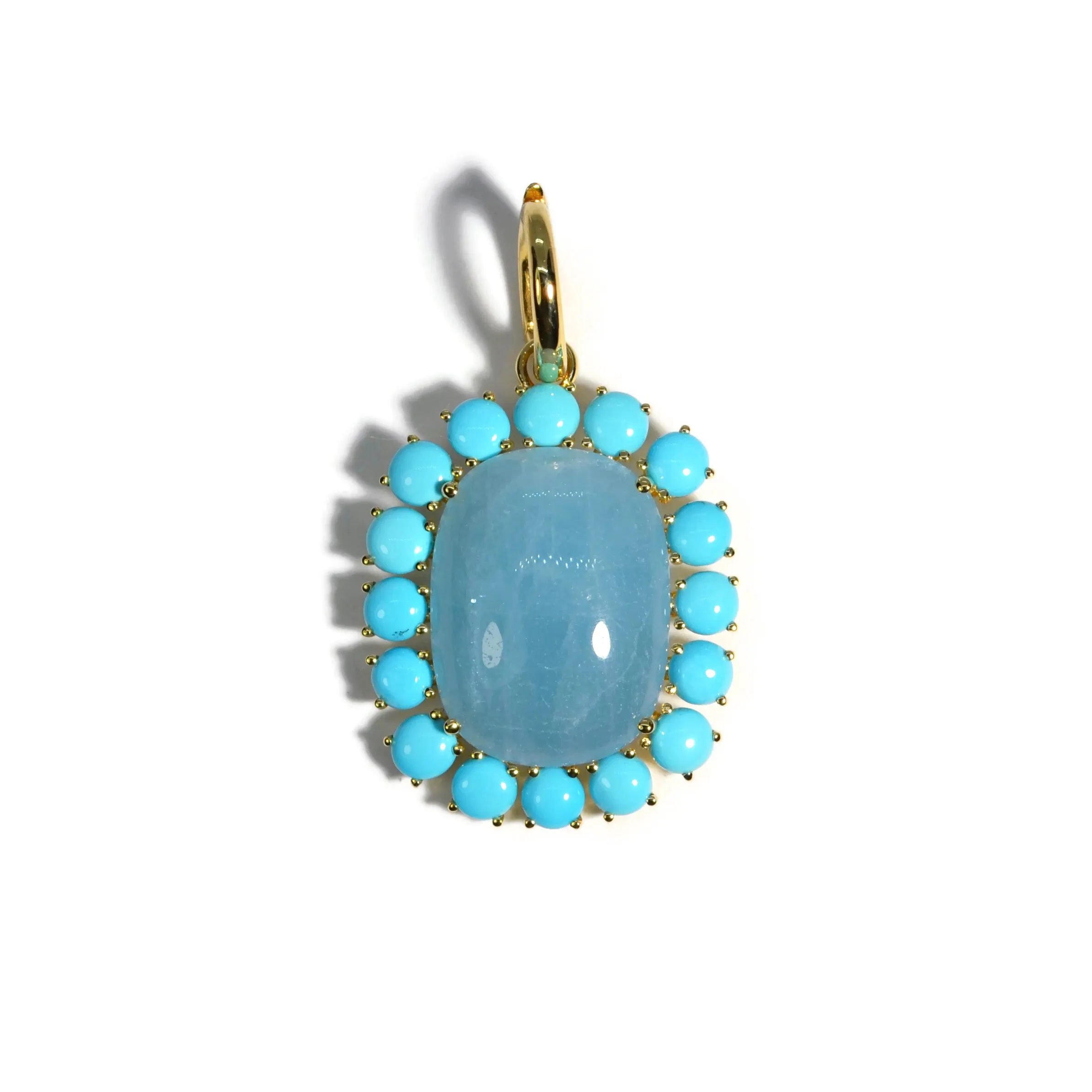 A & Furst - Sole - Pendant with Milky Aquamarine and Turquoise, 18k Yellow Gold