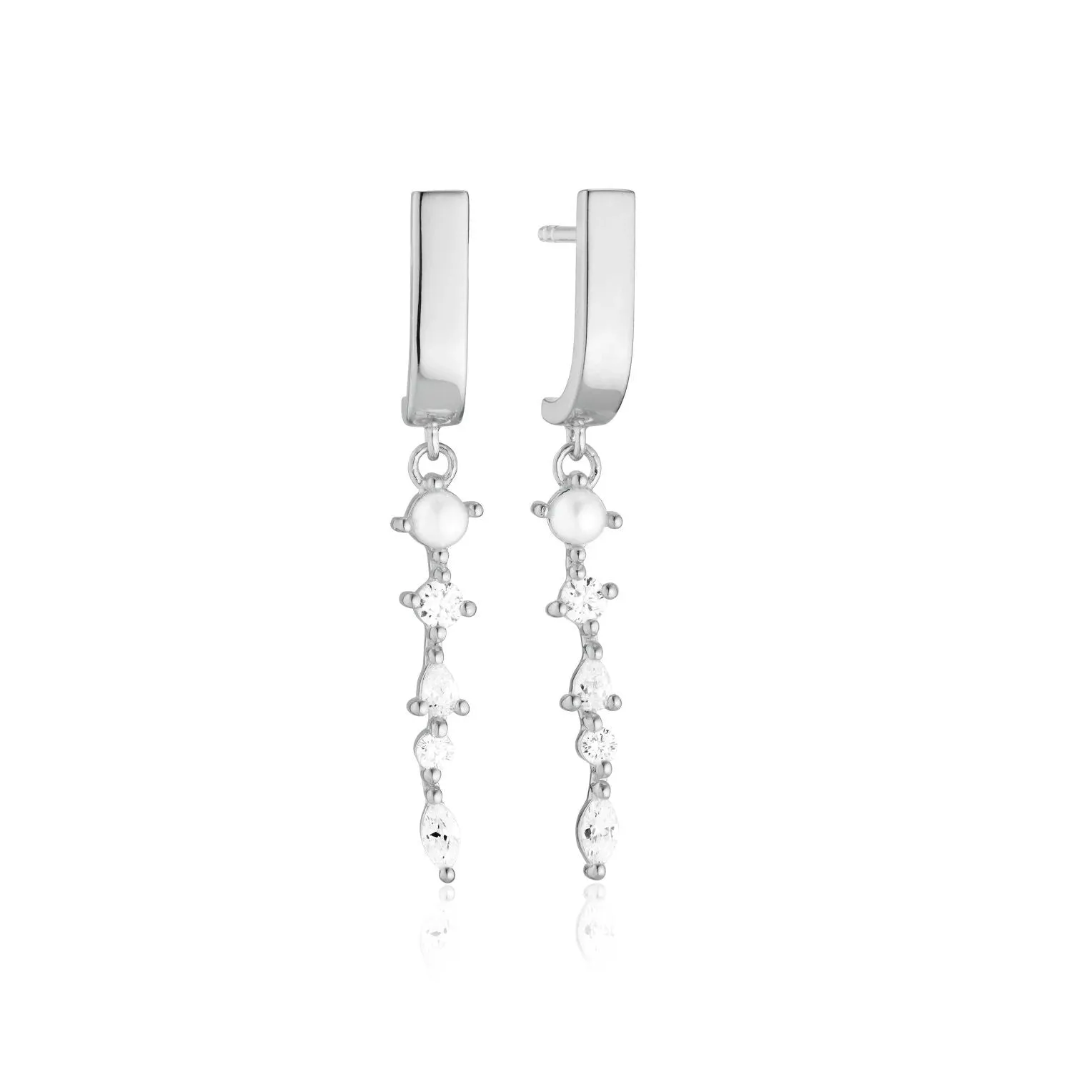 Adria Pendolo Silver Earrings w. White Zirconias