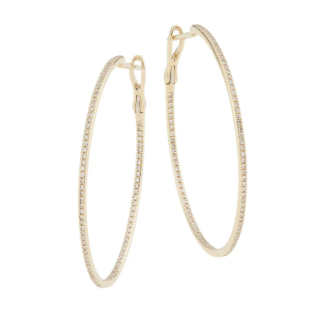 AFJ Diamond Collection - Thin Diamond Hoop Earrings, 18k Yellow Gold