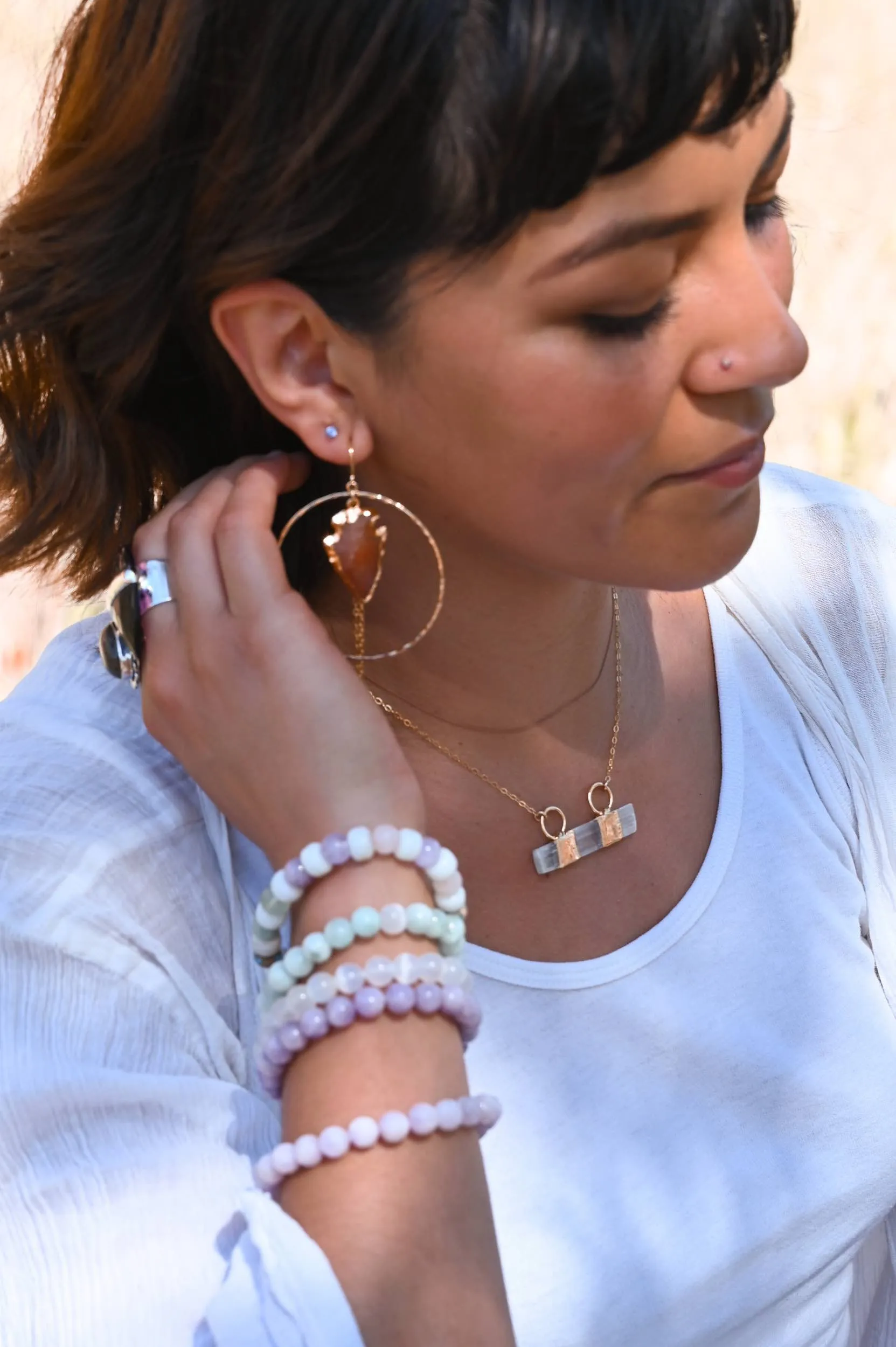 Aligned Selenite Bar Necklace