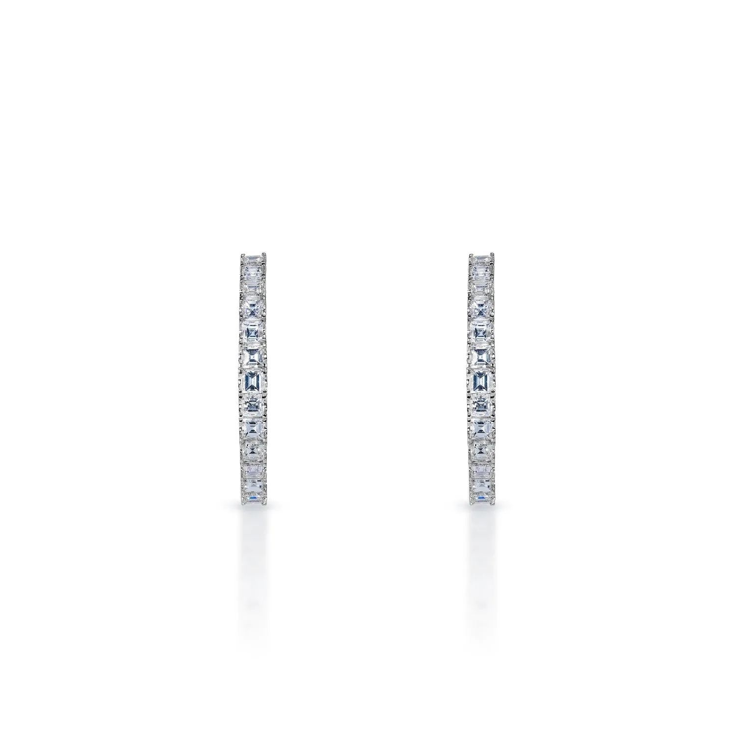 Ana 5 Carat Asscher Cut Diamond Hoop Earrings in 14k White Gold