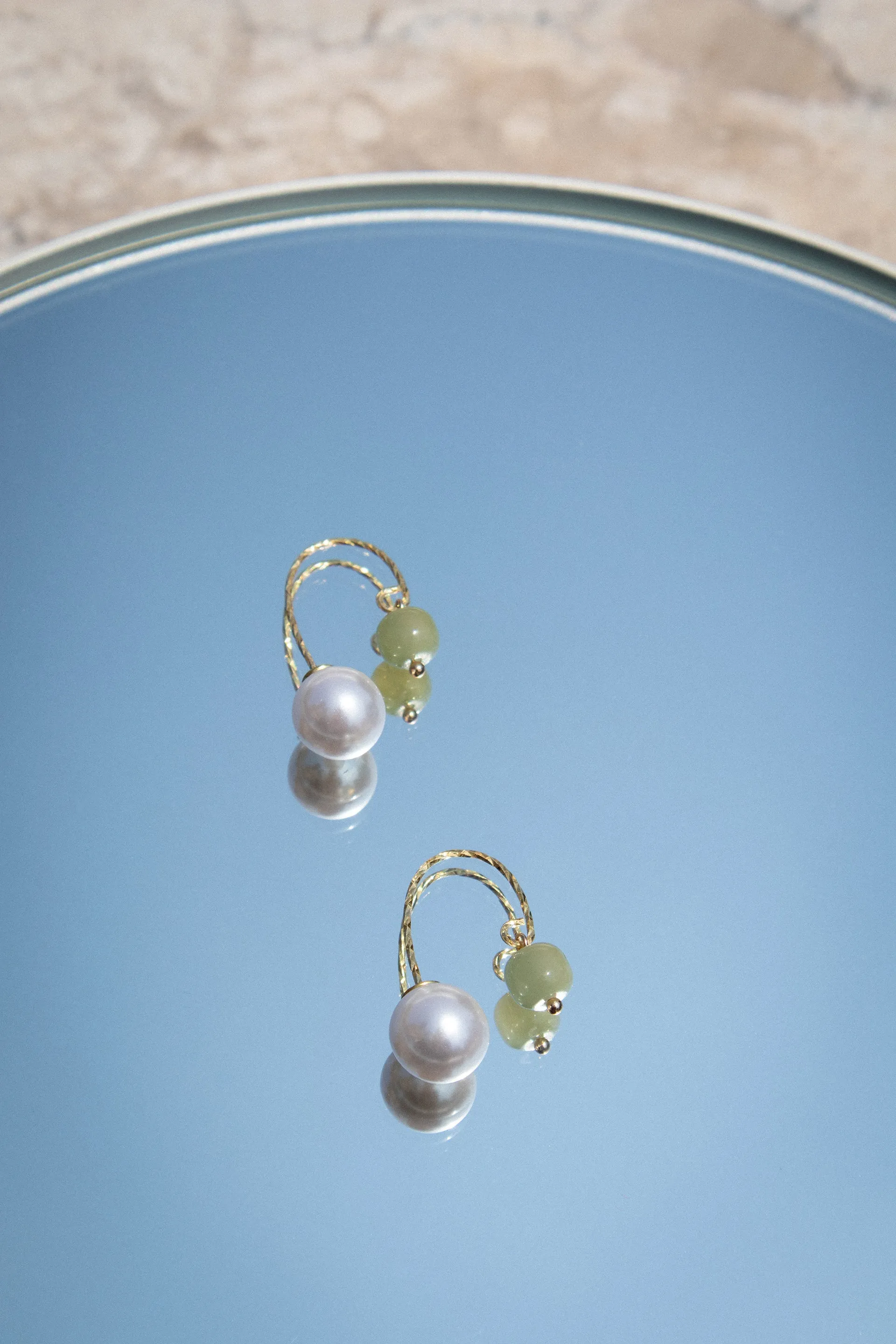 Ana — Pearl jade thread earrings