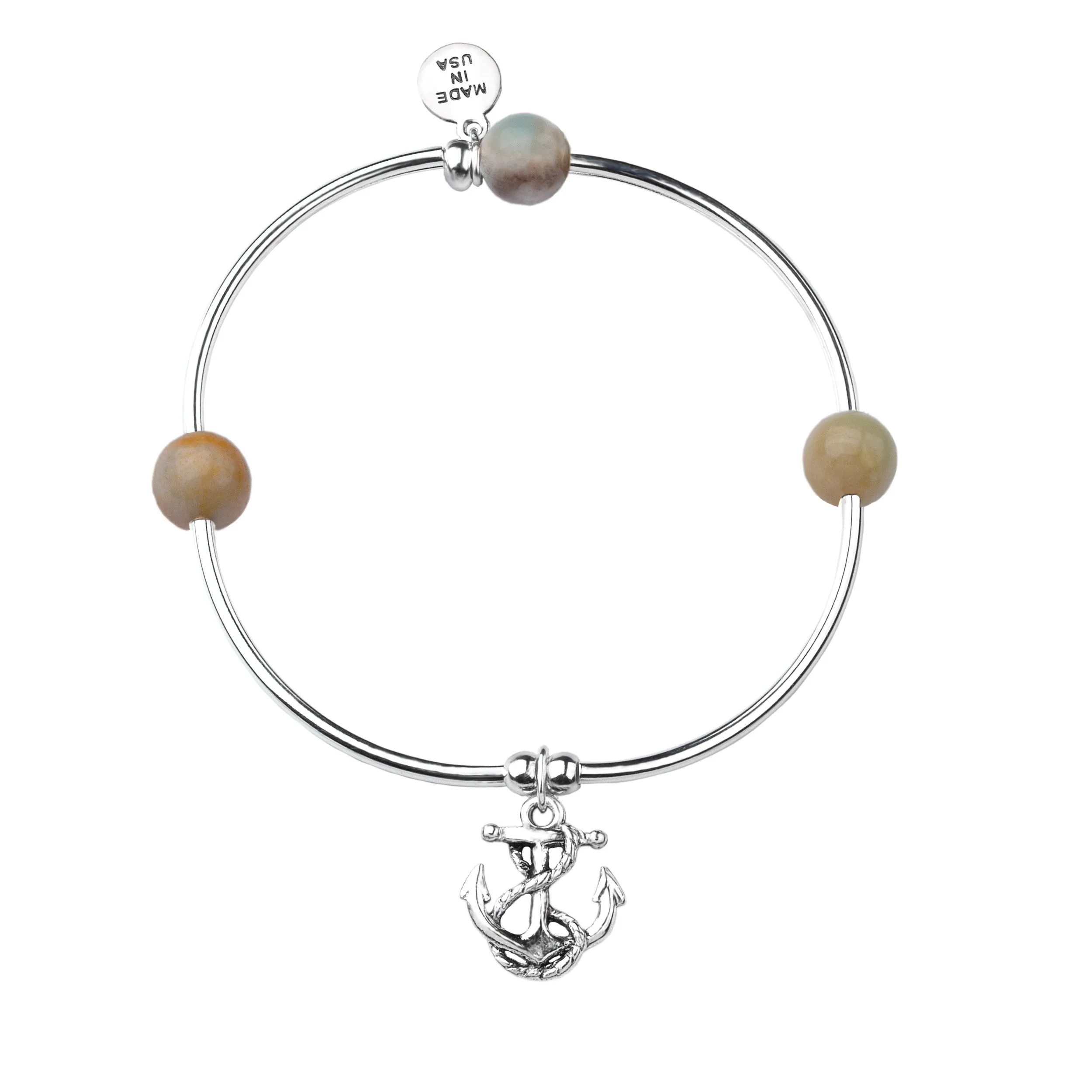 Anchor | Soft Bangle Charm Bracelet | Amazonite