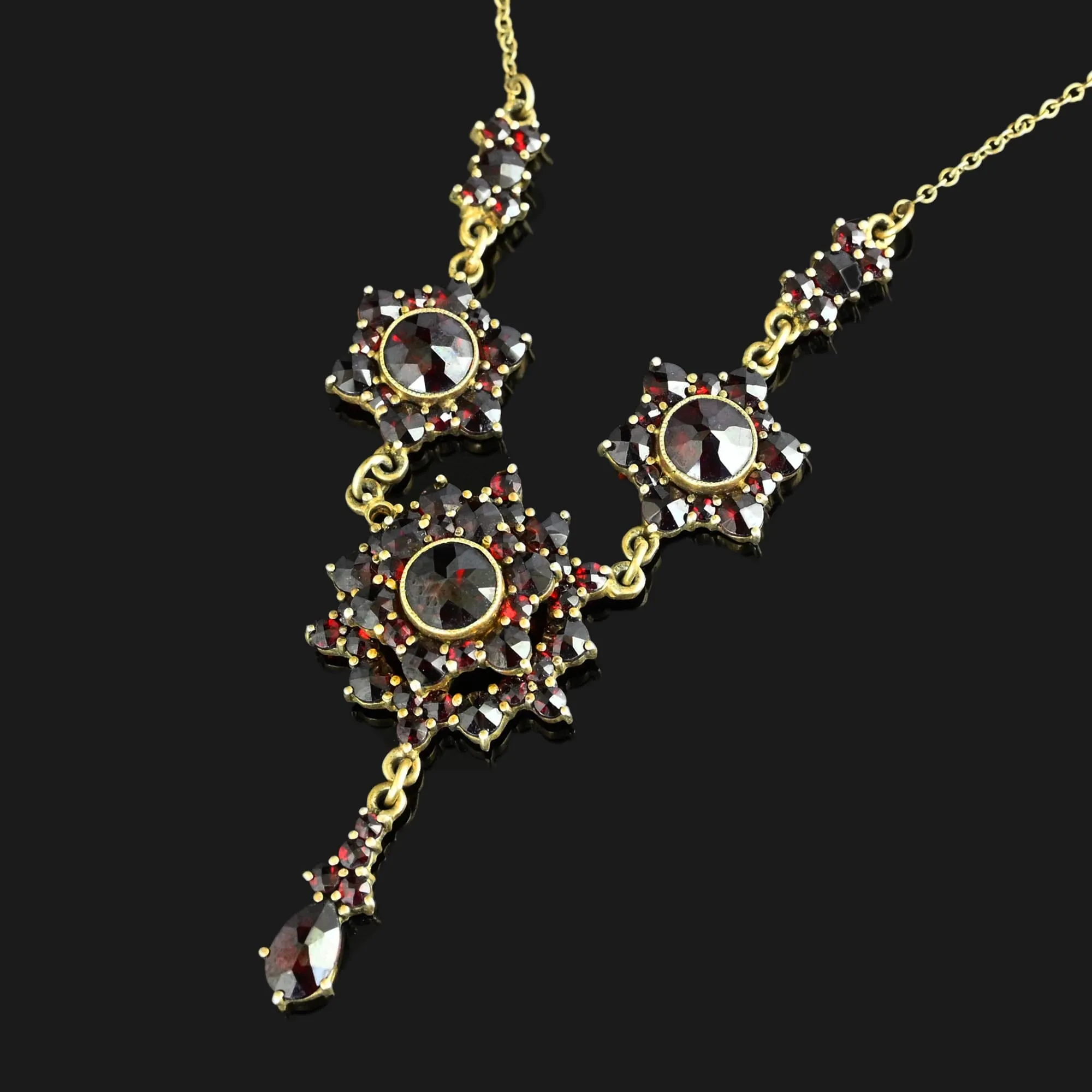 Antique Bohemian Garnet Pendant Necklace