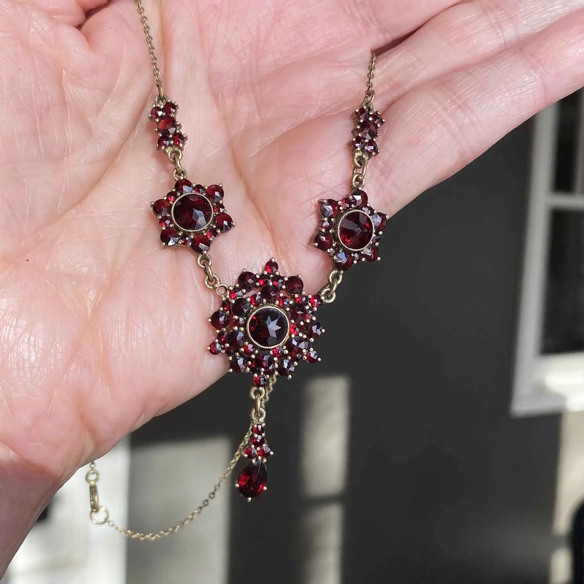 Antique Bohemian Garnet Pendant Necklace