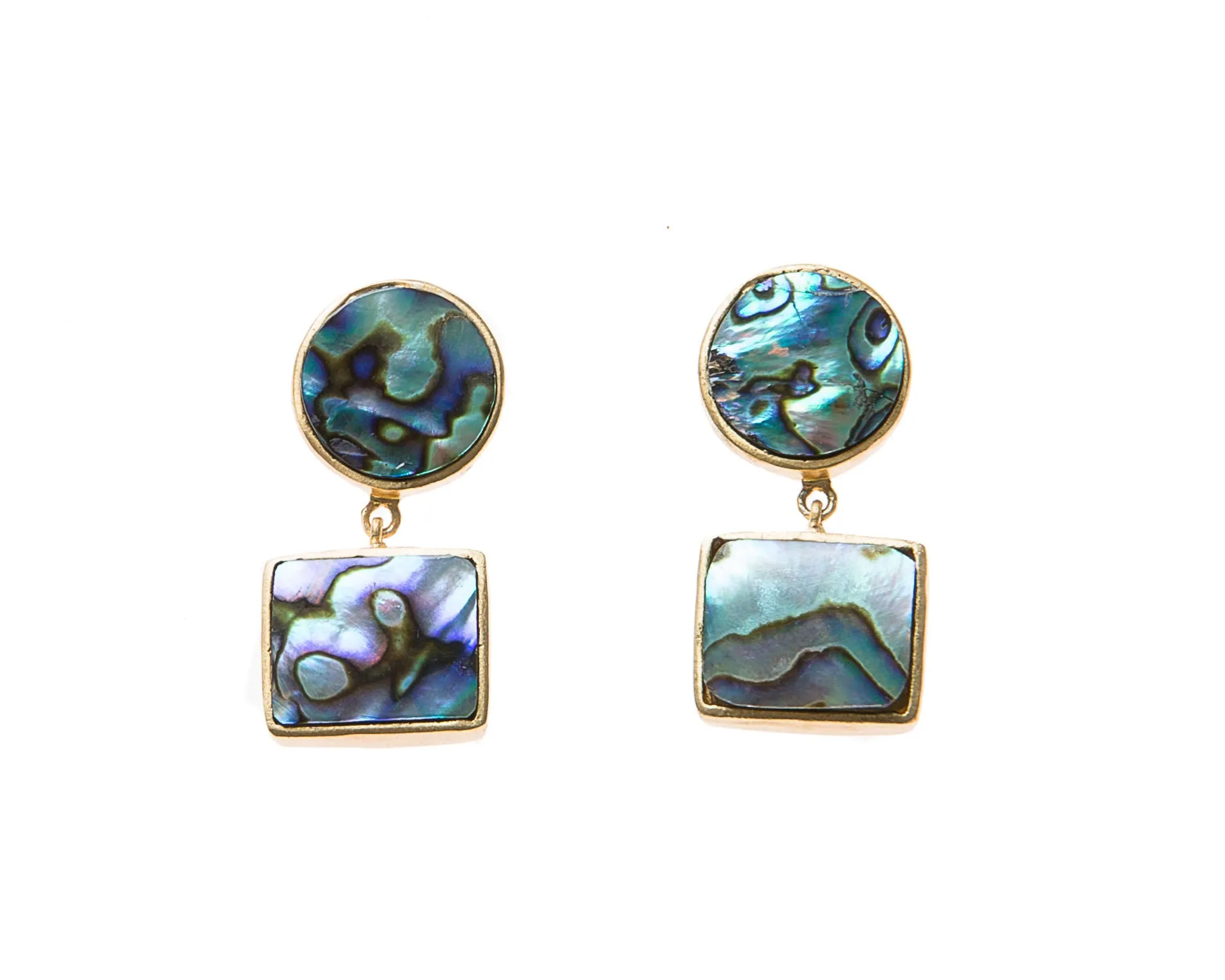 Anya Earrings (Round & Square Abalone)