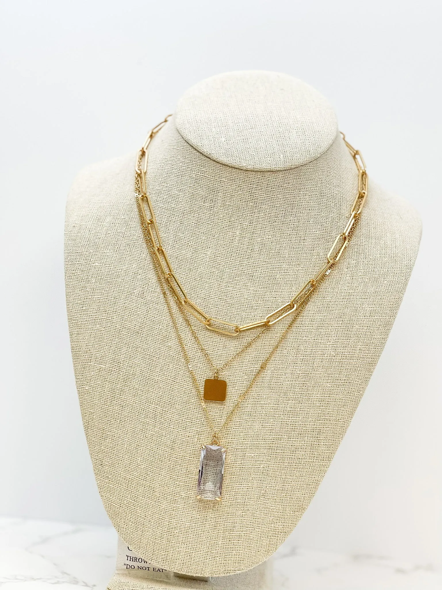 Baguette Bar Pendant Layered Necklace - Lilac