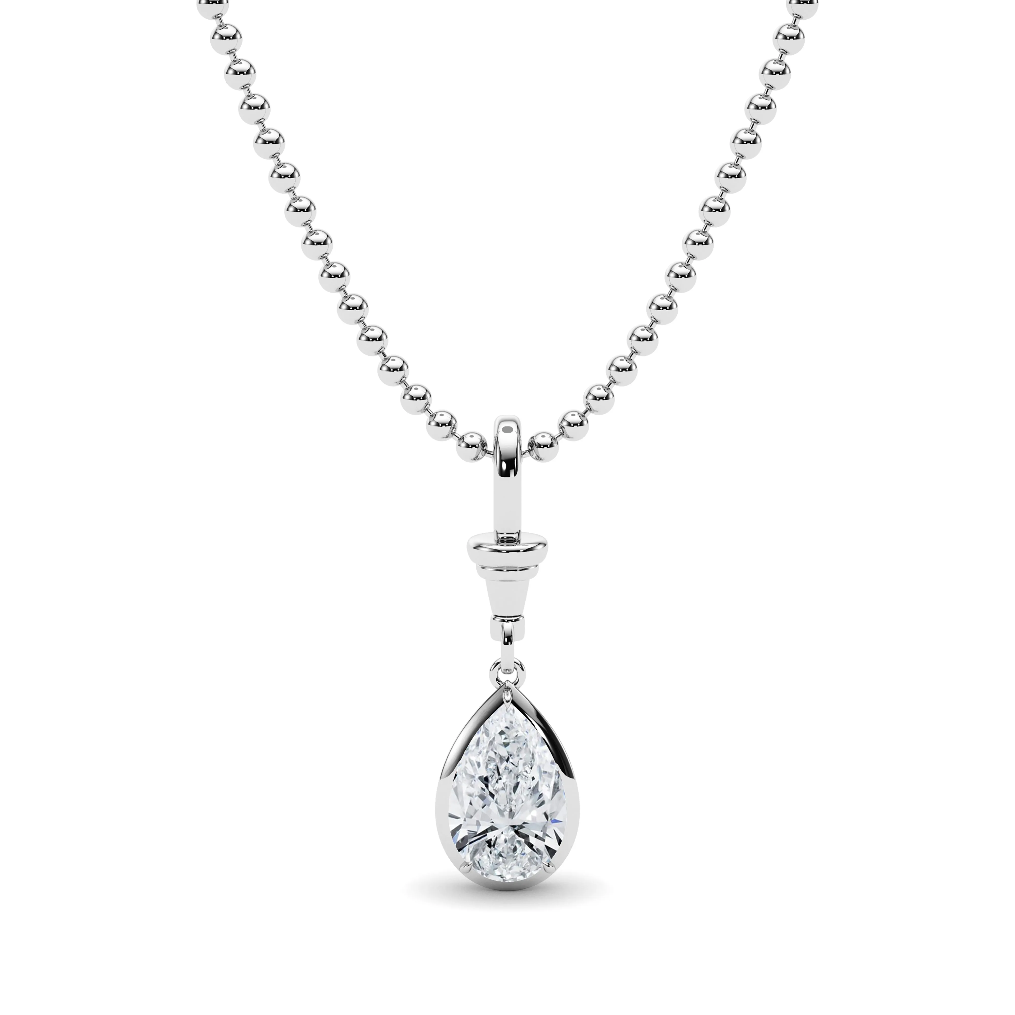 Ball & Chain Pear Shape Diamond Pendant