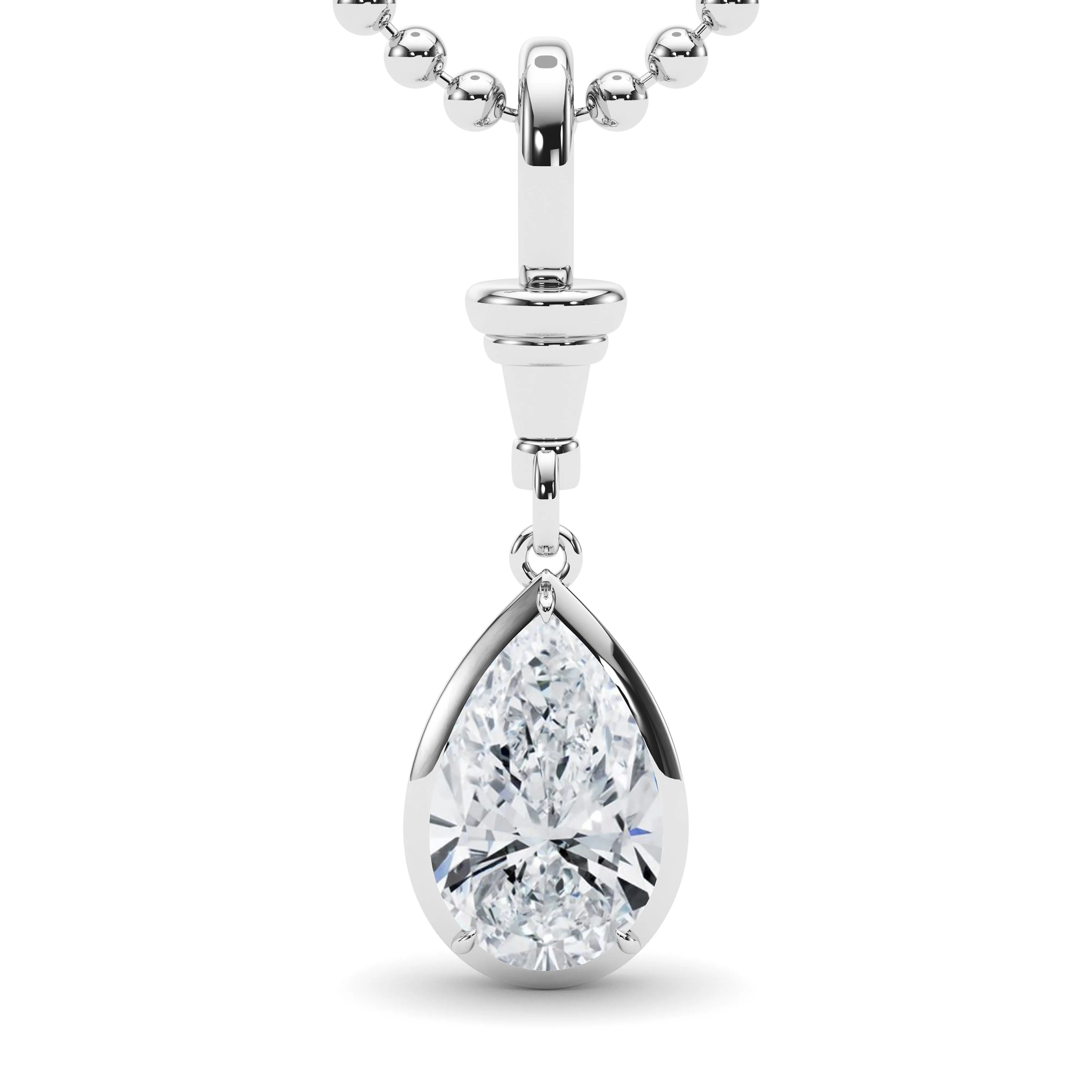 Ball & Chain Pear Shape Diamond Pendant