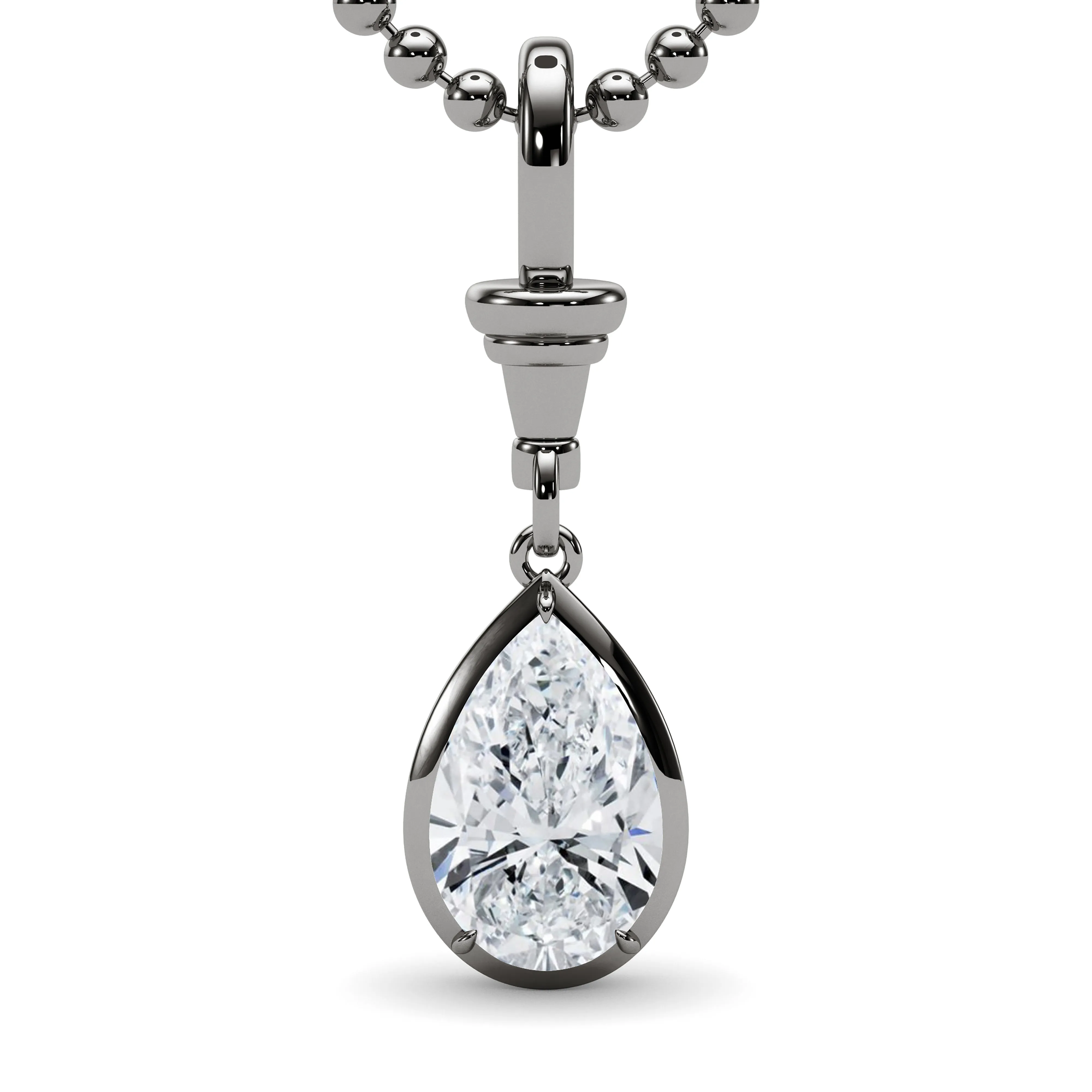 Ball & Chain Pear Shape Diamond Pendant