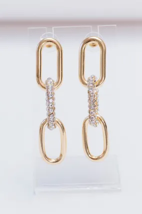 Baller Drop Link Earrings, Gold