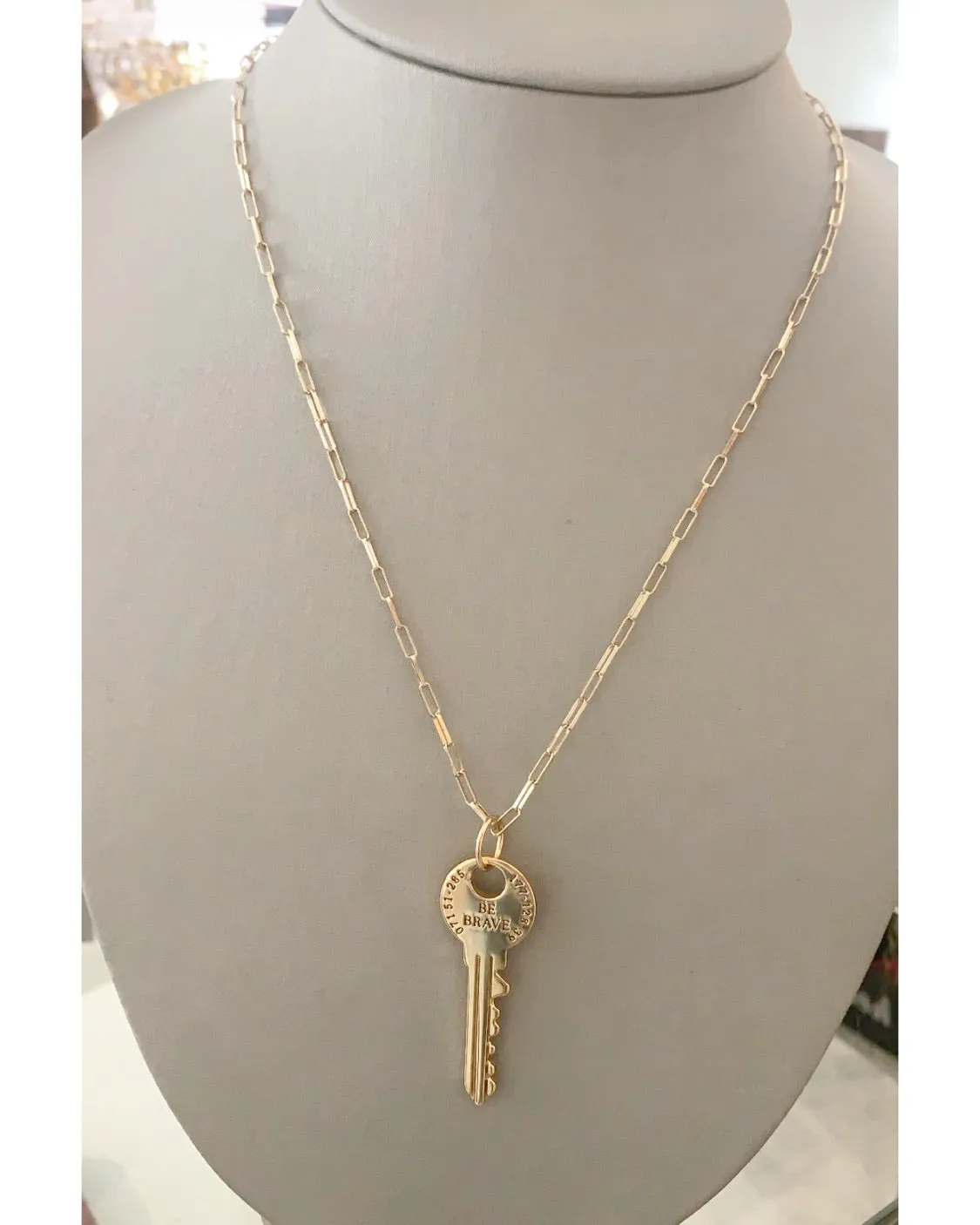 Be brave key necklace