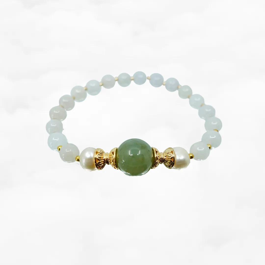 Beaded Mint Jadeite Bracelet