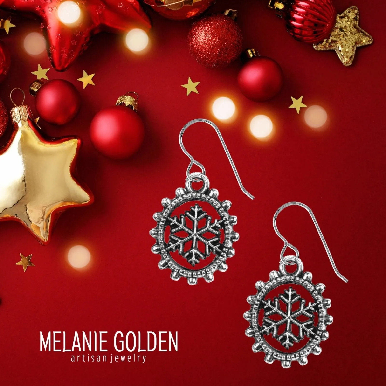 Beaded Snowflake Dangle Earrings