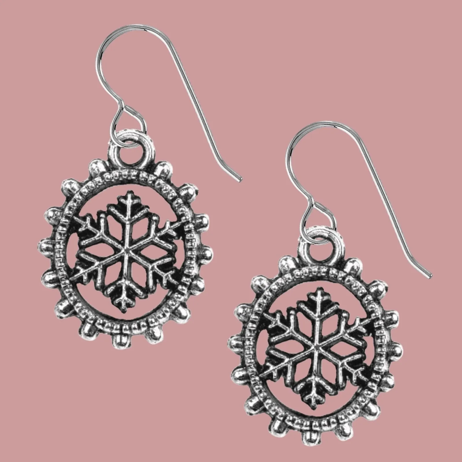 Beaded Snowflake Dangle Earrings