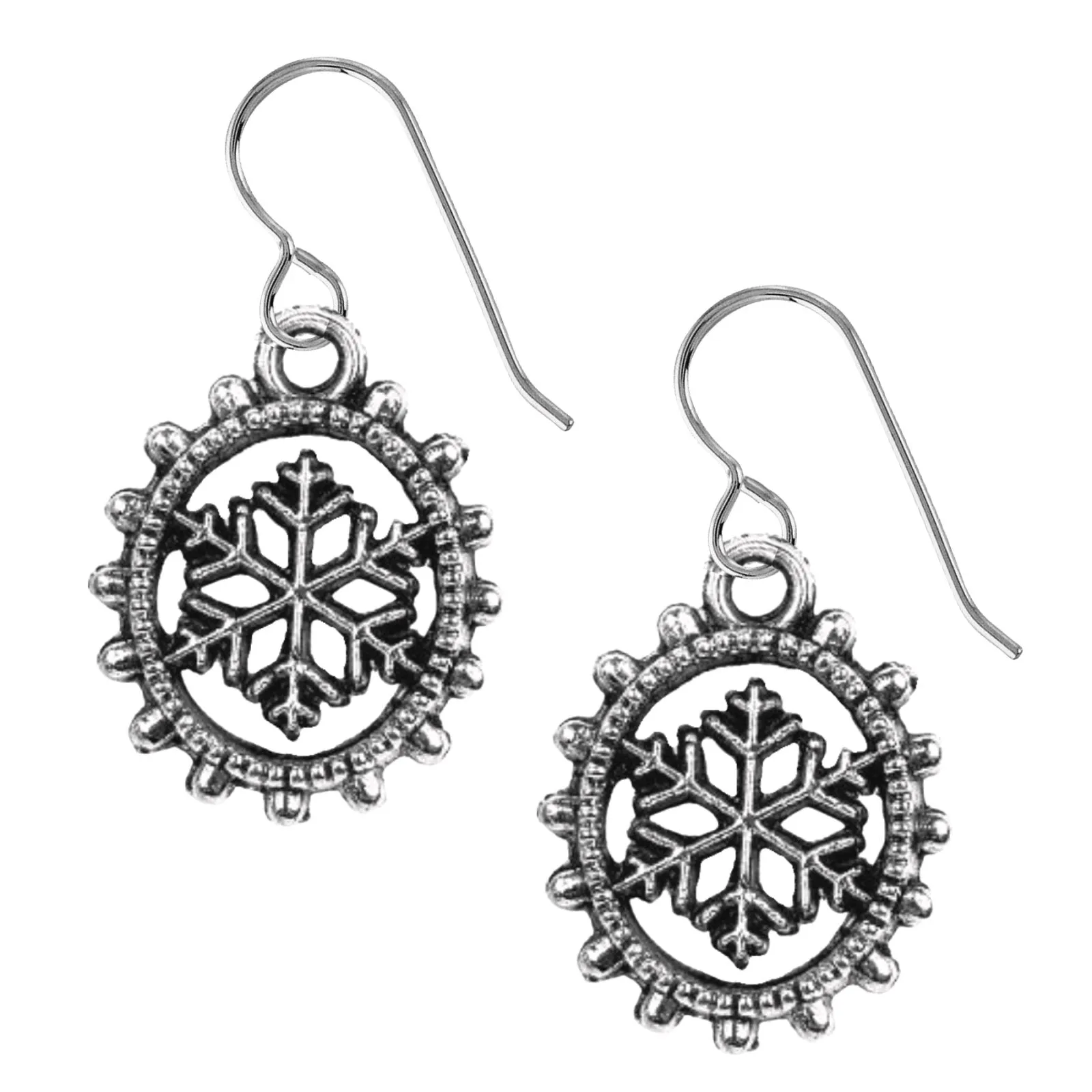 Beaded Snowflake Dangle Earrings