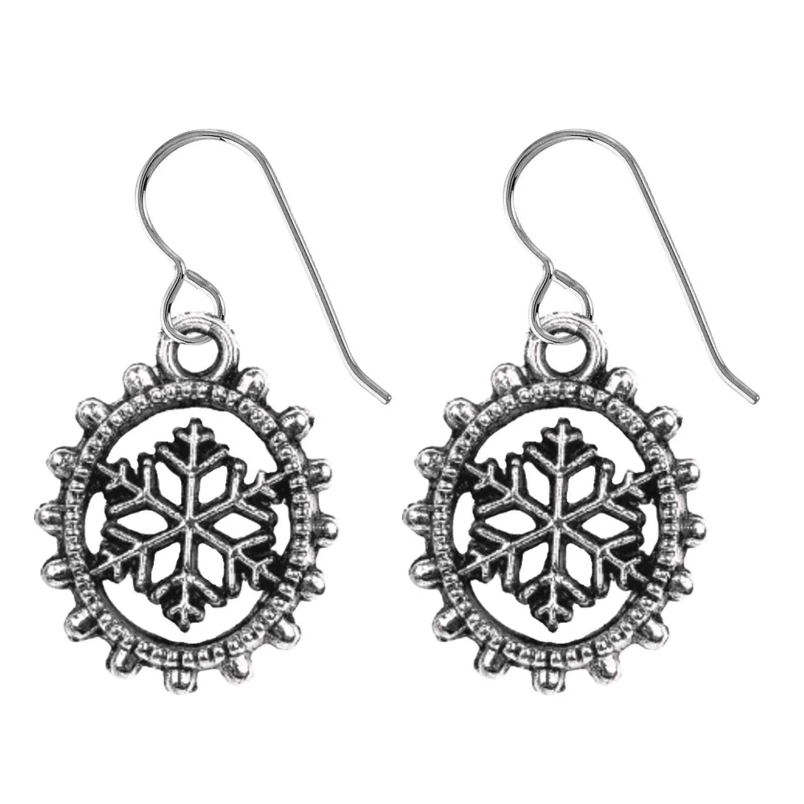 Beaded Snowflake Dangle Earrings