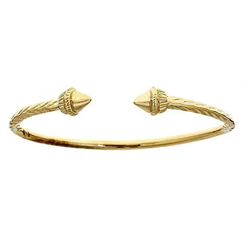 Spear-Ended 14K Yellow Gold West Indian Bangle - Luxury Jewelry