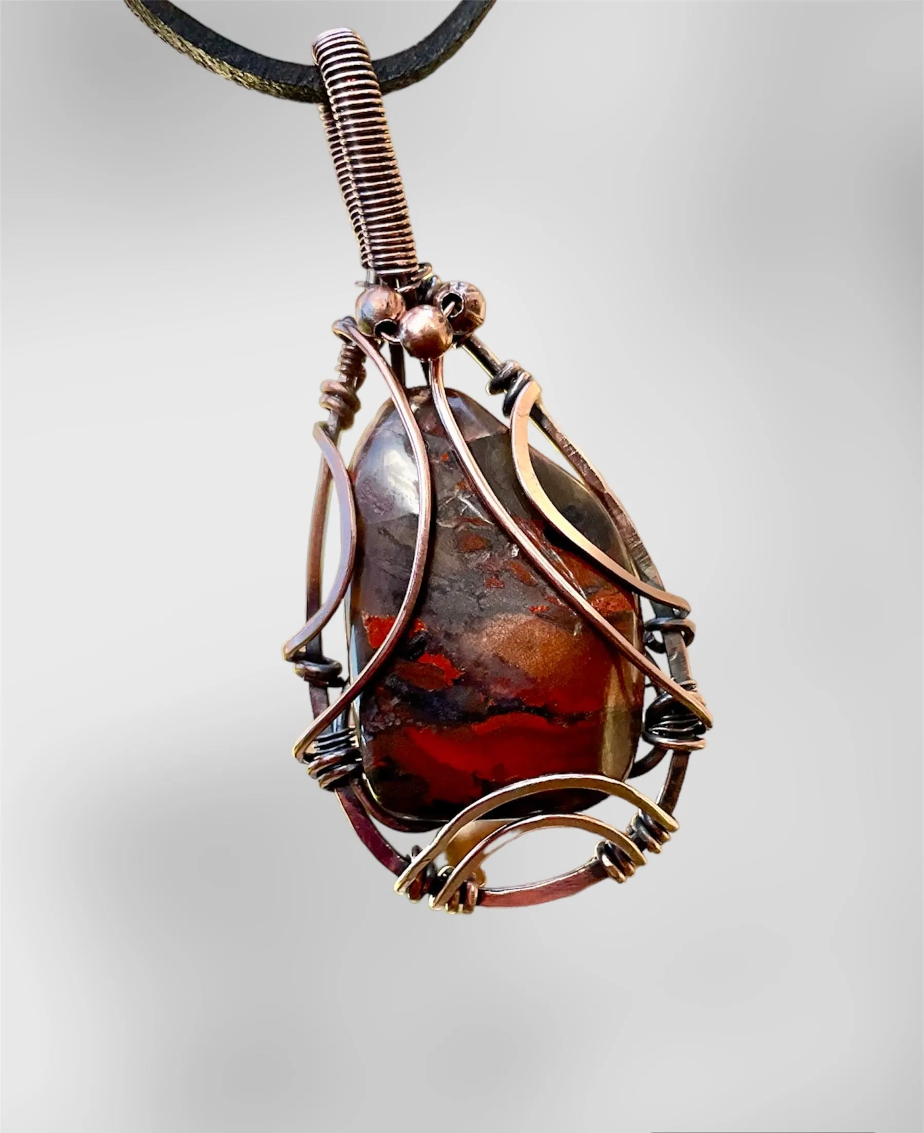 Bloodstone Wire Wrapped Pendant