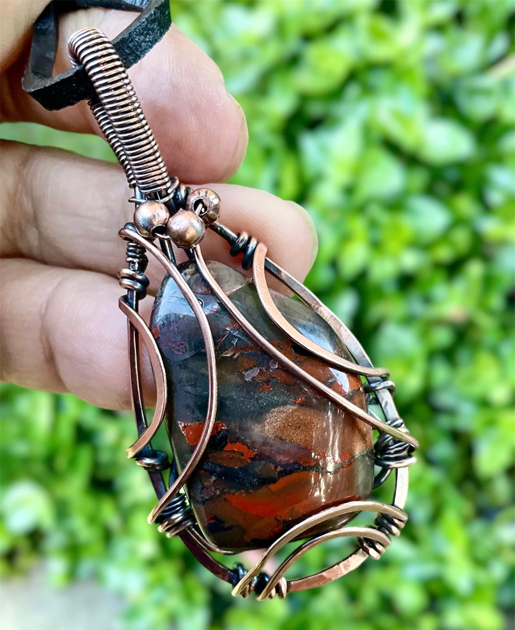 Bloodstone Wire Wrapped Pendant