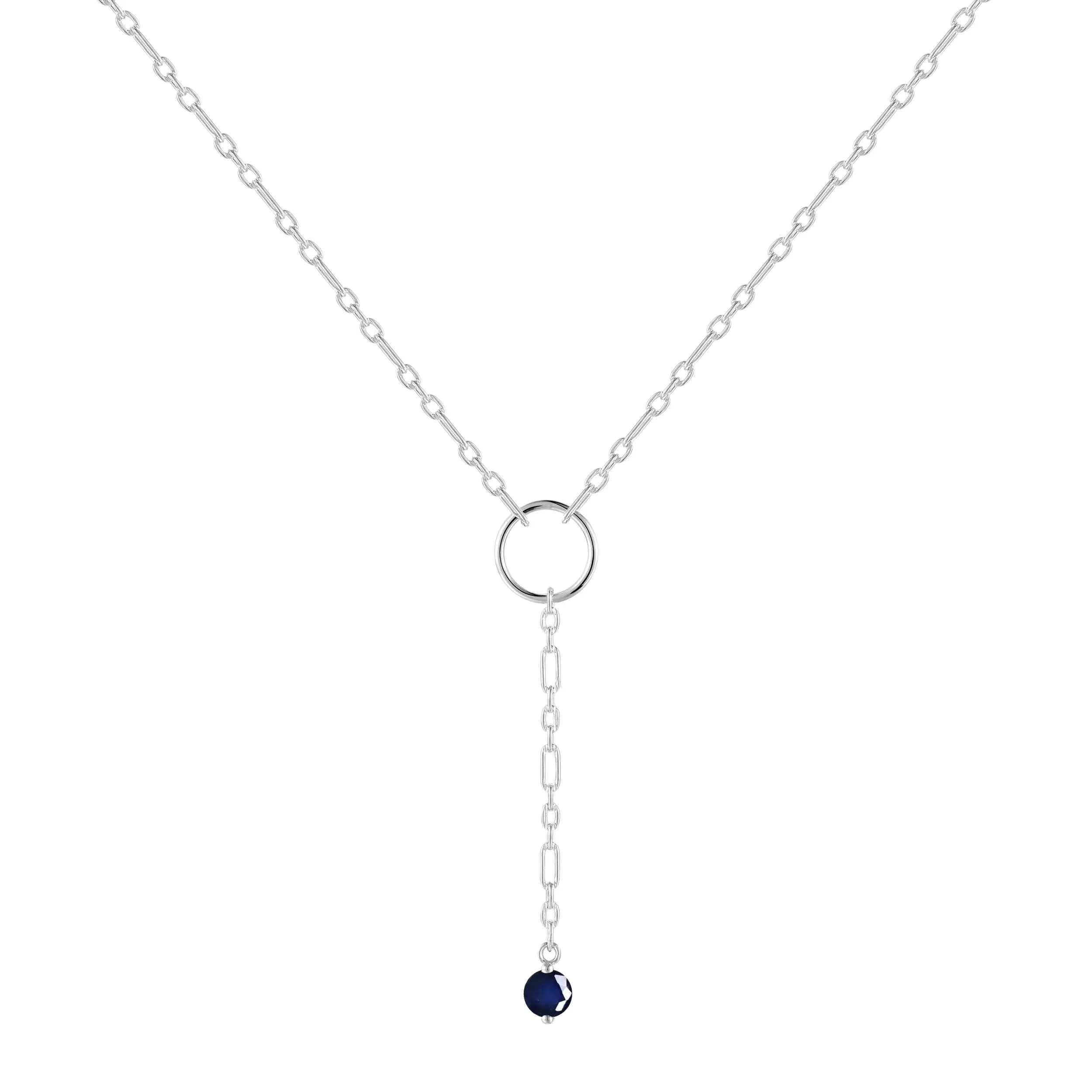 Blue Sapphire Drop Necklace