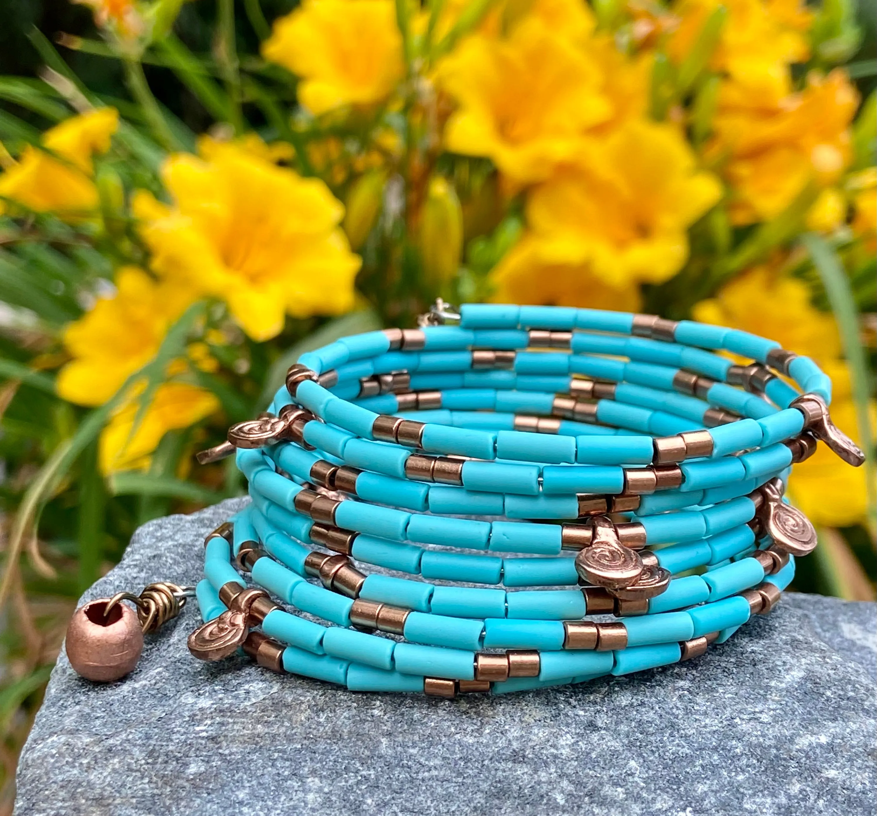 Bohemian Matte Turquoise Czech Bangle