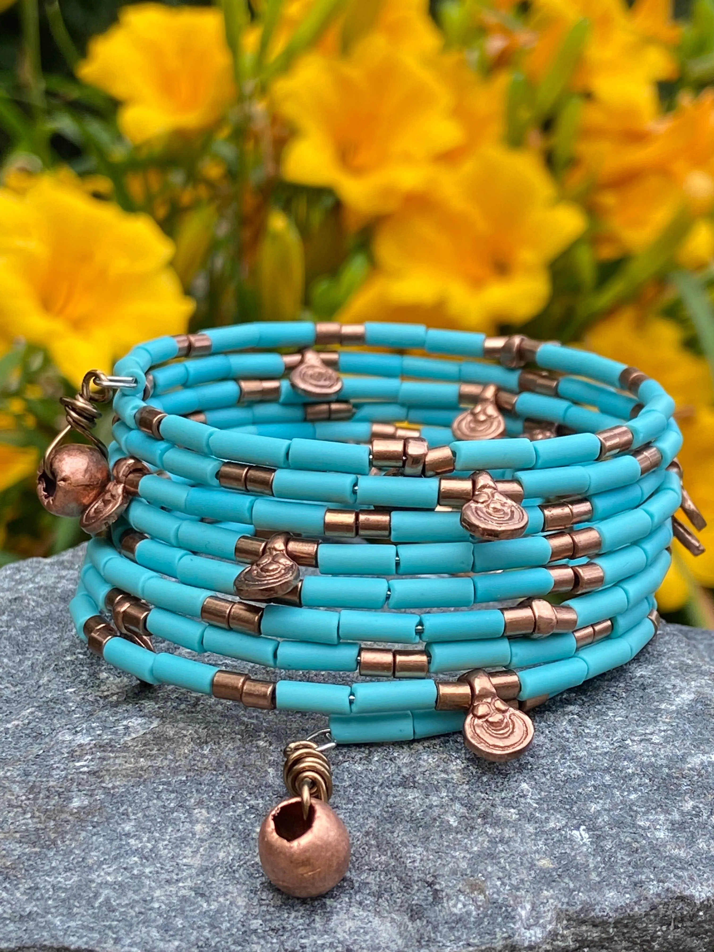 Bohemian Matte Turquoise Czech Bangle