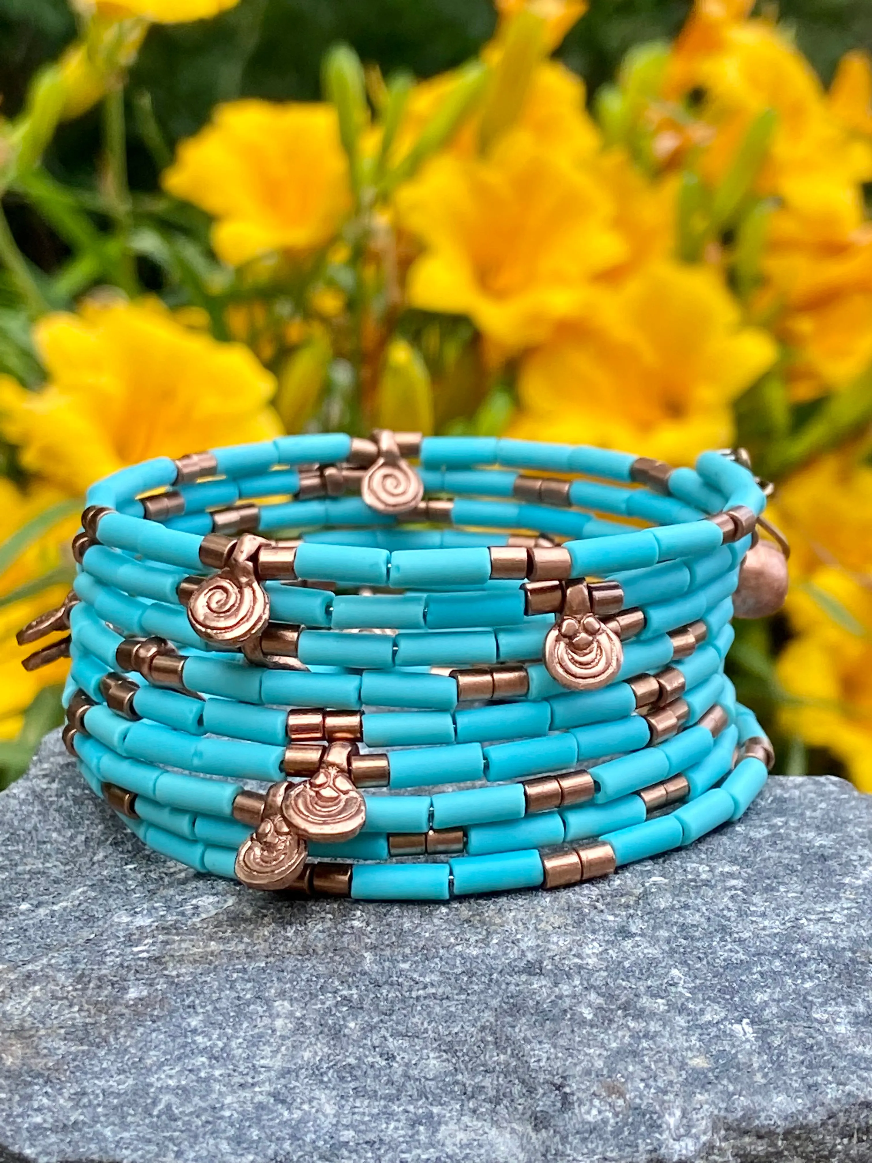 Bohemian Matte Turquoise Czech Bangle