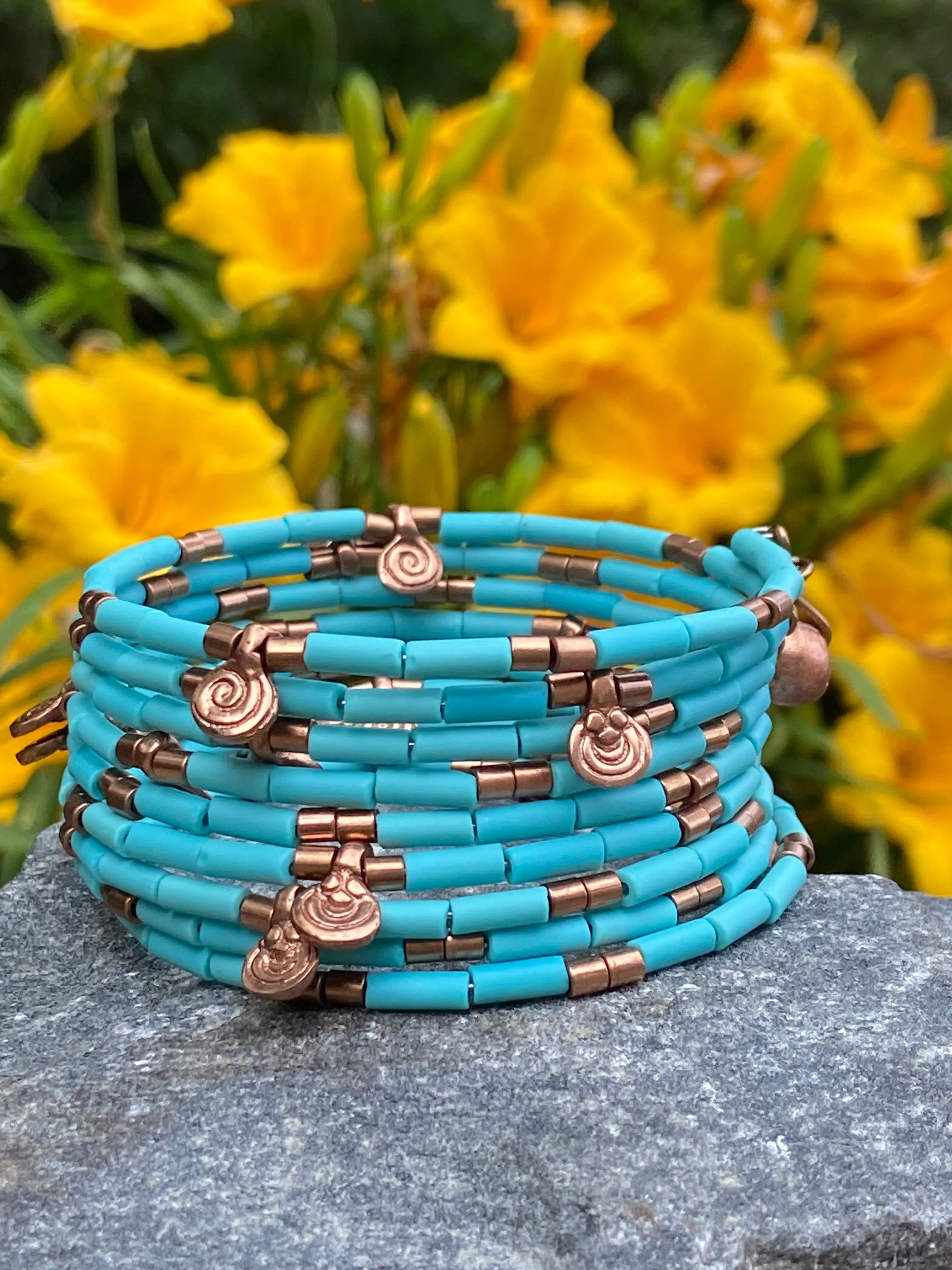 Bohemian Matte Turquoise Czech Bangle