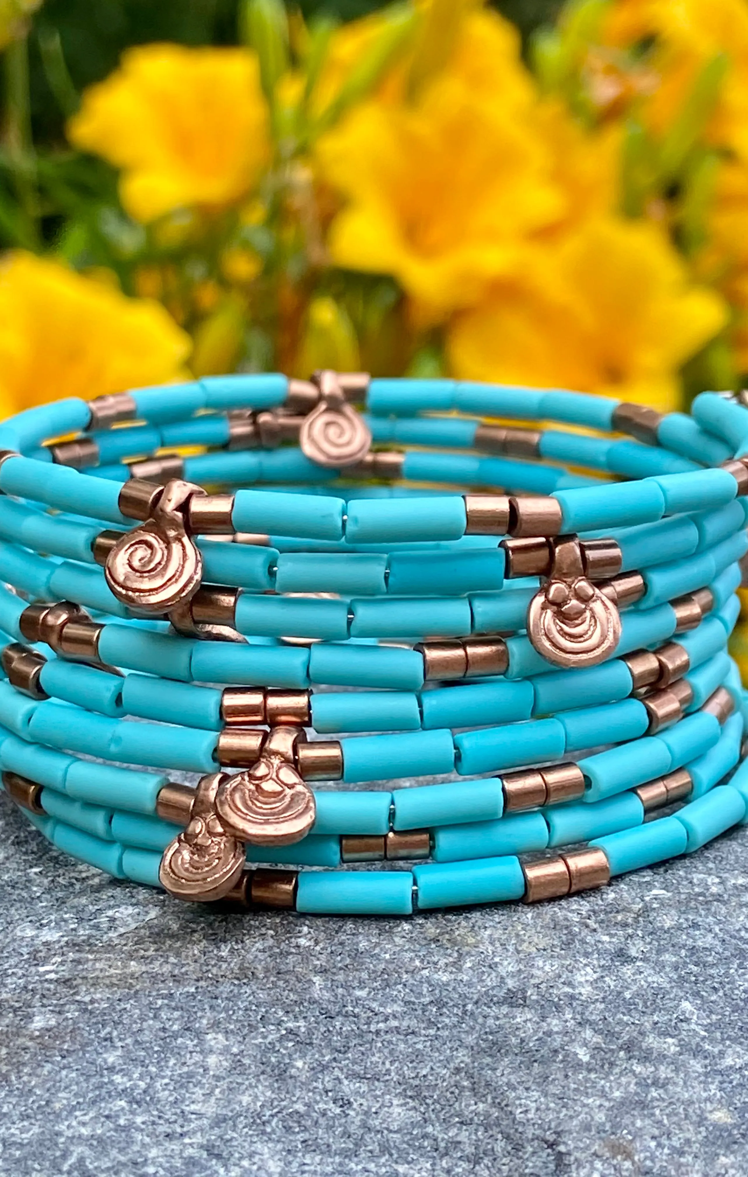 Bohemian Matte Turquoise Czech Bangle