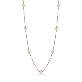 Bridget Station Necklace 15 pointers each Round Brilliant Cut Diamond Bezel Set in 14kt Rose Gold