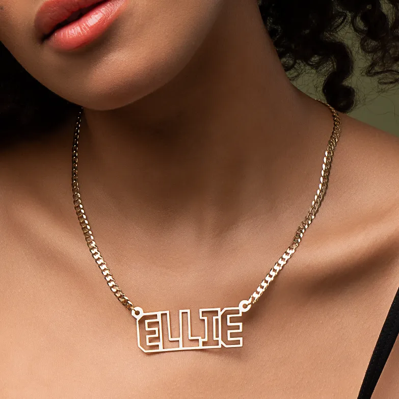 Bubble Block Name Necklace