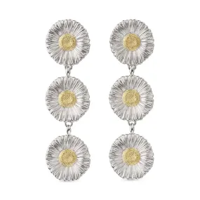 Buccellati - Blossoms Daisy - Long Drop Earrings, Sterling Silver with Gold Accents