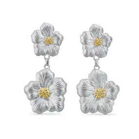 Buccellati - Blossoms Gardenia - Drop Earrings Sterling Silver with Gold Accents