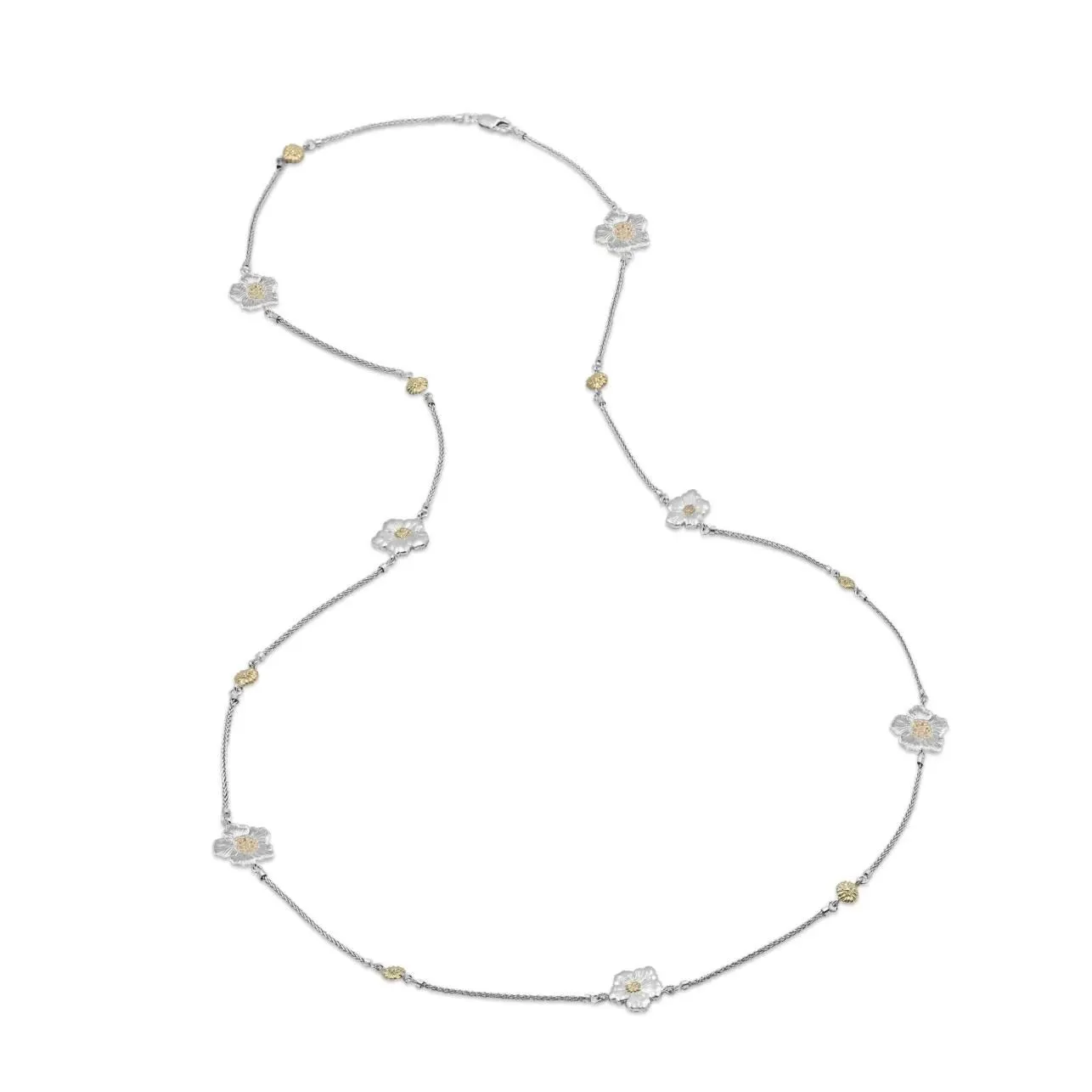 Buccellati - Blossoms Gardenia - Station Necklace, Sterling Silver with Gold Accents