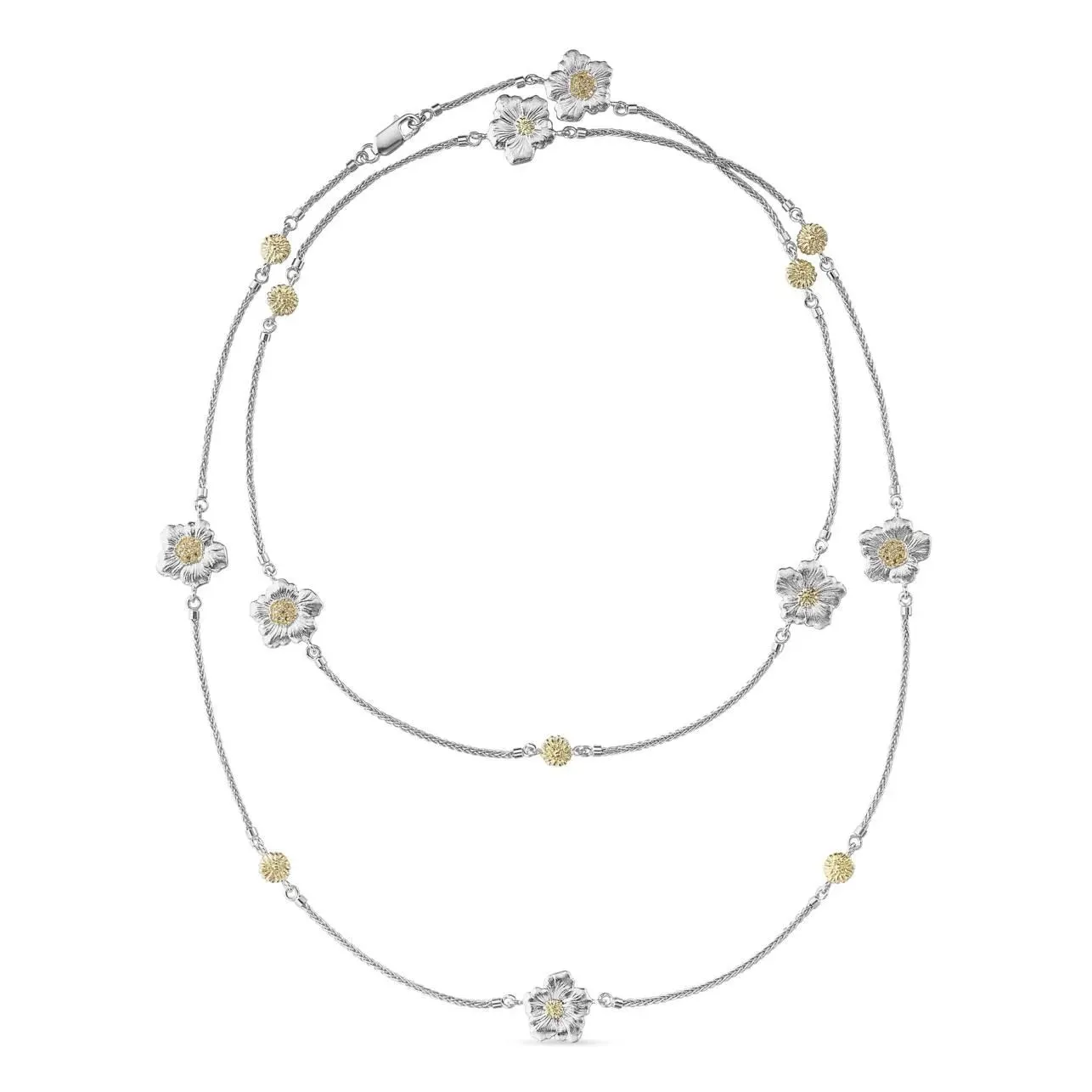 Buccellati - Blossoms Gardenia - Station Necklace, Sterling Silver with Gold Accents