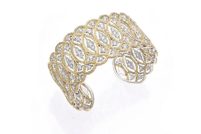 Buccellati - Etoilee - Cuff Bracelet with Diamonds, 18k Yellow and White Gold