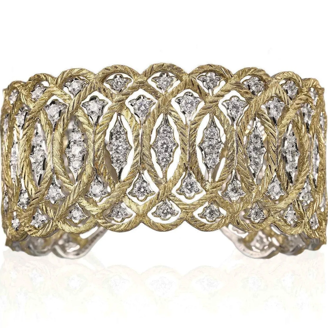 Buccellati - Etoilee - Cuff Bracelet with Diamonds, 18k Yellow and White Gold