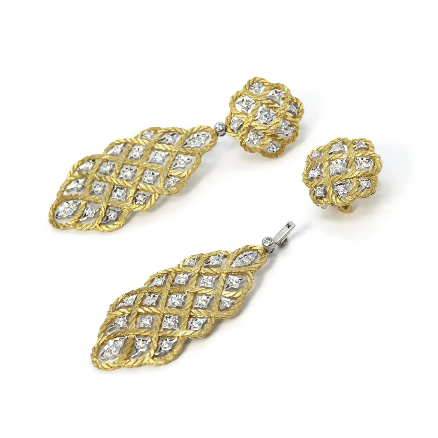 Buccellati - Etoilee- Drop Earrings with Diamonds, 18k Yellow and White Gold