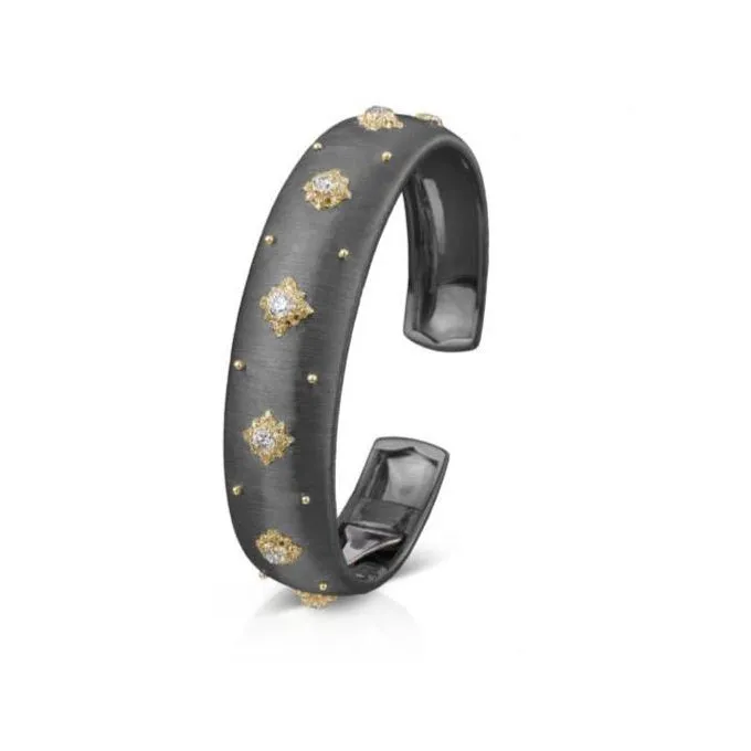 Buccellati - Macri - 16 mm Cuff Bracelet with Diamonds, 18k Black and Yellow Gold