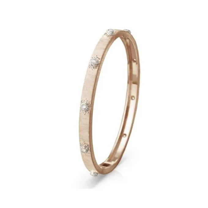 Buccellati - Macri Classica - Bangle Bracelet with Diamonds, 18k Rose Gold, 5 mm