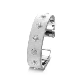 Buccellati - Macri Classica - Cuff Bracelet with Diamonds, 18k White Gold. 15.5 mm