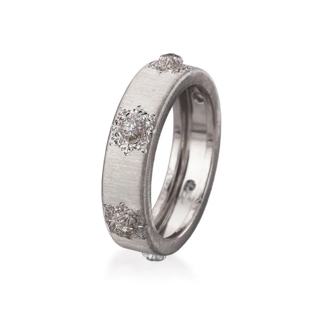 Buccellati - Macri Classica - Eternelle 5.0 mm Band with Diamonds, 18k White Gold