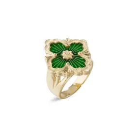 Buccellati - Opera Tulle - Ring with Green Enamel, 18k Yellow Gold