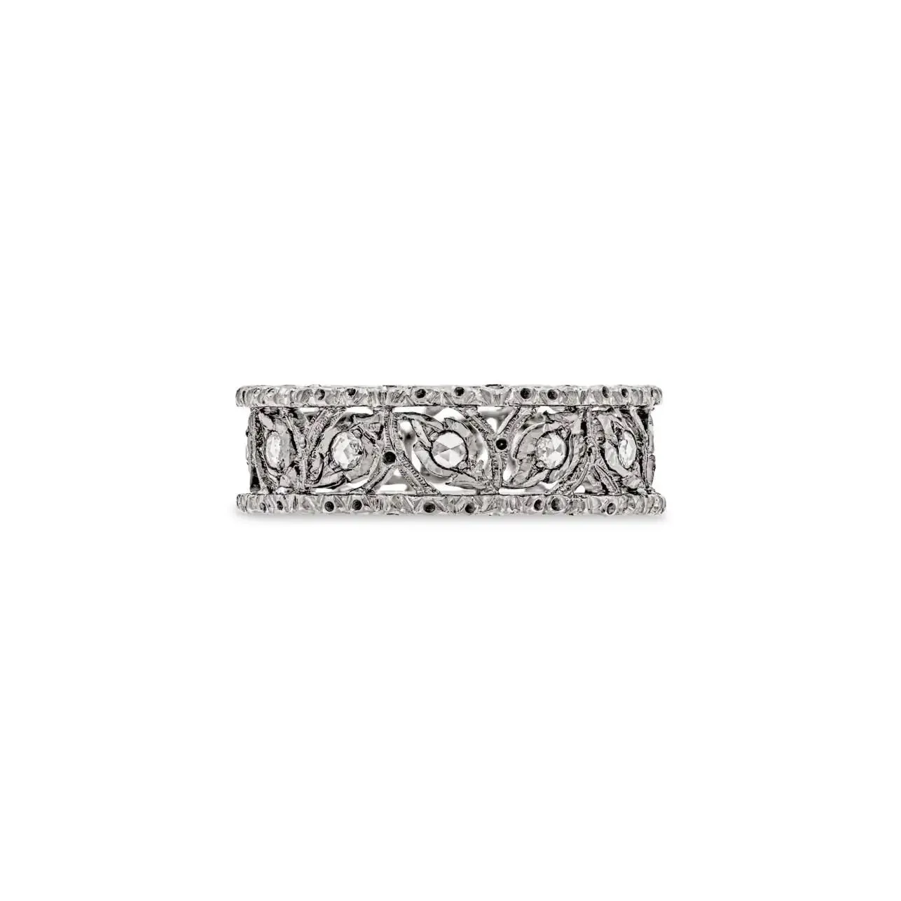 Buccellati - Ramage - Eternelle thin Band Ring with Diamonds, 18k White Gold