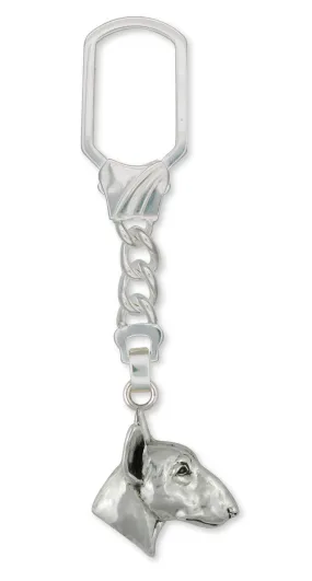 Bull Terrier Key Ring Handmade Sterling Silver Dog Jewelry BU6-KR